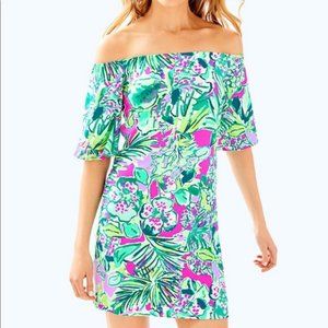 Lilly Pulitzer Summer Dress Off The Shoulder Womens Sleeveless Shift Extra Small